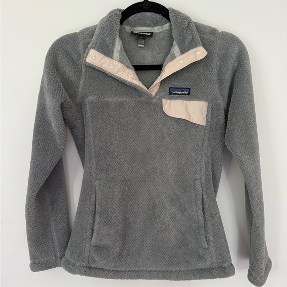 Patagonia Re-Tool Snap-T Fleece Pullover Womens XS Gray Cream Sweater - Picture 1 of 6